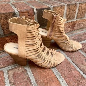 JustFab chunky heeled gladiator suede sandals sz 7